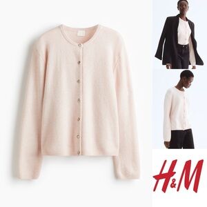 H&M Women's Fine Knit Long Sleeve Barbie Cardigan Top Size Medium Powder Pink